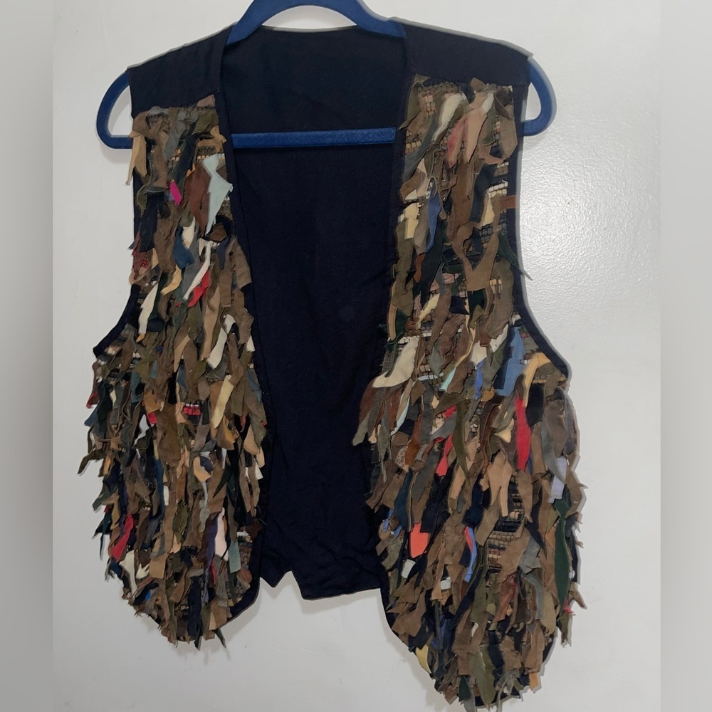 Very Uniquely Made Vintage leather pieces open Cardigan Vest